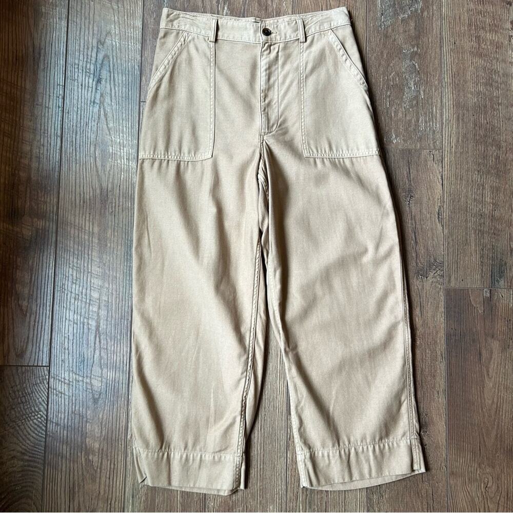 Abercrombie & Fitch Cropped Wide Leg High Waisted Pants Tan Medium